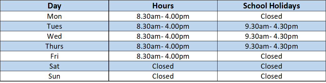 library opening times